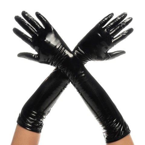 Cruella Rękawiczki Winylowe High Gloss Czarny S/M Regulowane