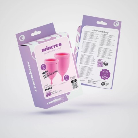 Minerva Zestaw Kubeczkow Menstruacyjnych S i L Rożowe + Woreczek
