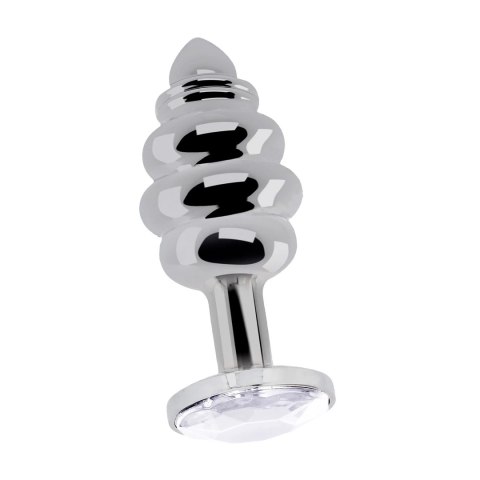 Diogol Ribbed Diamond Silver Plug 2.8x7cm z akcentem szklanym