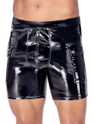 Black Level Vinyl Shorts 2XL z kieszeniami i zamkiem, czarne
