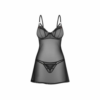Obsessive Euridia Komplet Chemise i Tanga Czarny Elegancki Design