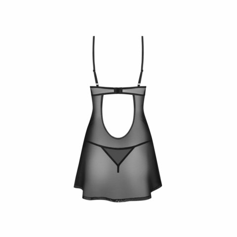 Obsessive Euridia Komplet Chemise i Tanga Czarny Elegancki Design