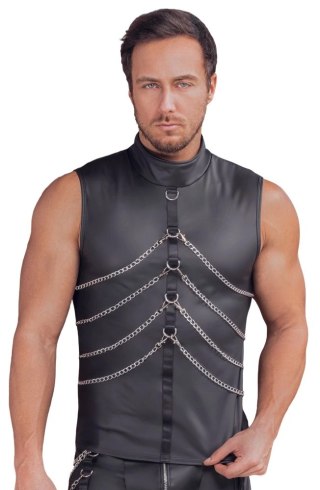 NEK Koszula Bez Rękawow 3XL Czarna Matowa z Ozdobnymi Łańcuchami