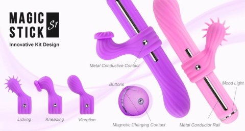 OTOUCH Magic Stick Rożowy - Wielofunkcyjny masażer z 3 końcowkami