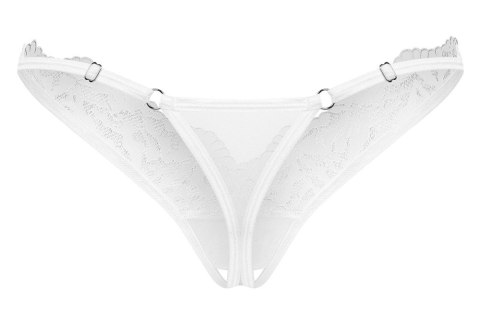 Obsessive Arrowel Stringi L/XL z transparentnego tiulu i koronką
