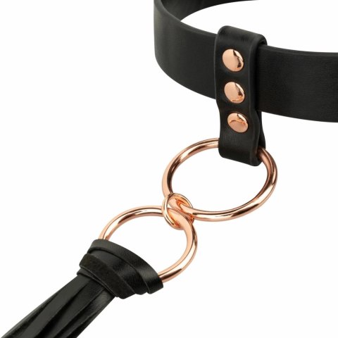 Rosy Gold Obroża z Chwostem Flogger Black - Elegancki Czarny Akcent