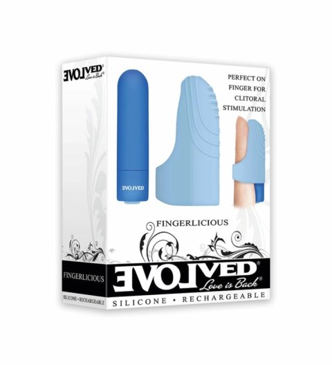 Evolved Fingerlicious Blue - Wibrujący Nakładka na Palec, 10 Trybow