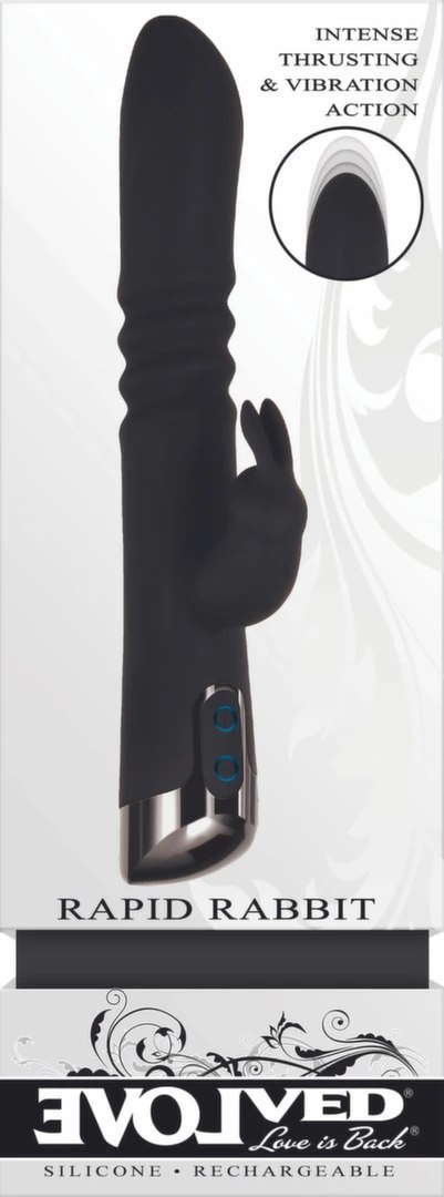 Evolved Rapid Rabbit czarny - wibrujący model z funkcją ruchu posuwistego