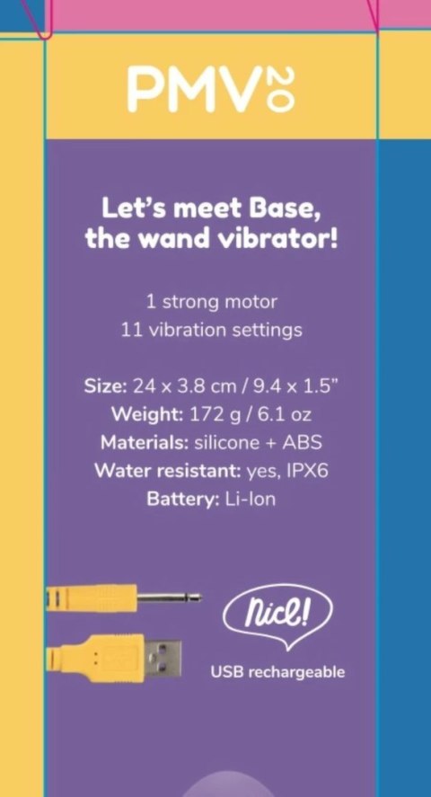 Base Wand Vibrator Kolorowy Model z 11 Trybami Wibracji USB