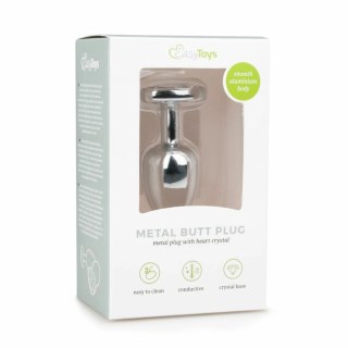 Diogol Plug Aluminiowy z Kryształem Serce Srebrny Rozmiar S