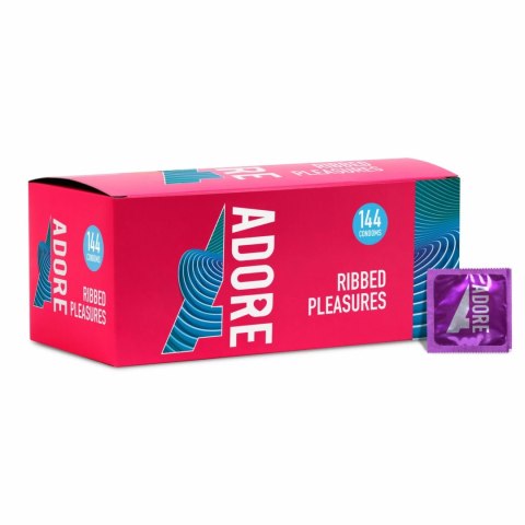 Adore Ribbed Pleasure 144 szt. prezerwatywy z wypustkami, transparentne