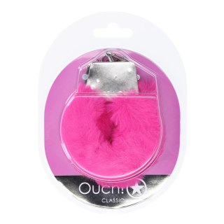 Ouch! Classic Fluffy Kajdanki Rożowe - Zabezpieczenie z kluczykiem