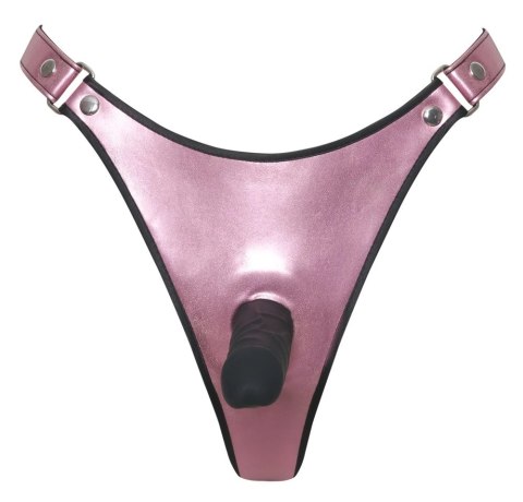 Bad Kitty Stringi Strap-On 2XL z silikonowym elementem 12 cm czarne-rożowe