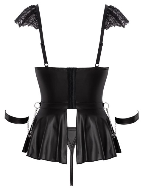 Cottelli Collection Bondage Babydoll L czarna koronka z kajdankami