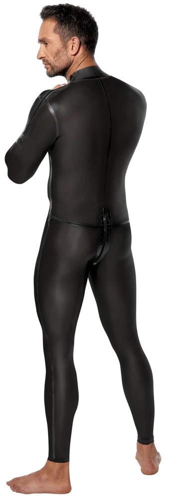 LateX Kombinezon Męski XL Czarny z Długimi Rękawami i Zamkami