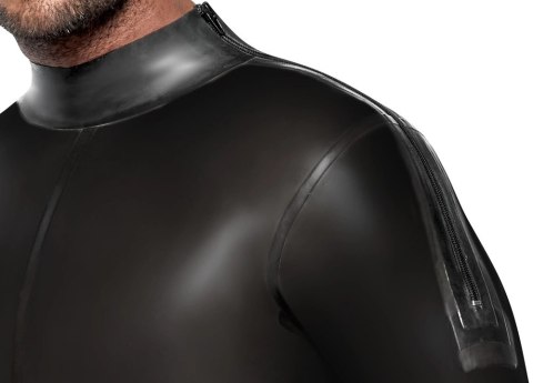 LateX Kombinezon Męski XL Czarny z Długimi Rękawami i Zamkami