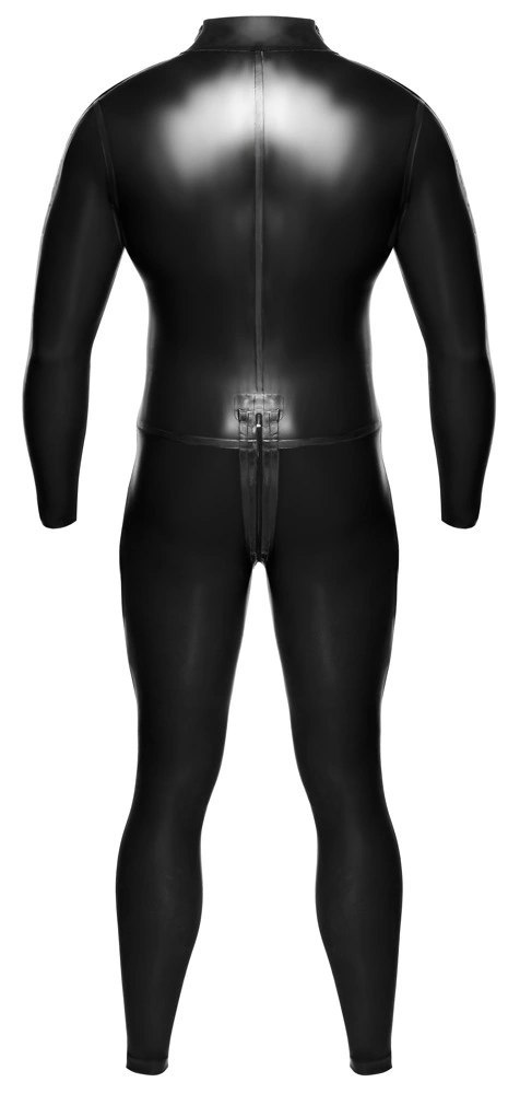LateX Kombinezon Męski XL Czarny z Długimi Rękawami i Zamkami