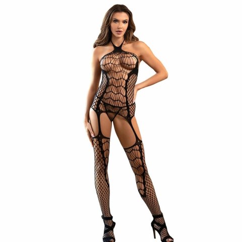 Subblime 952105 Bodystocking czarne - siatka rybacka, halter, open back, uniwersalny