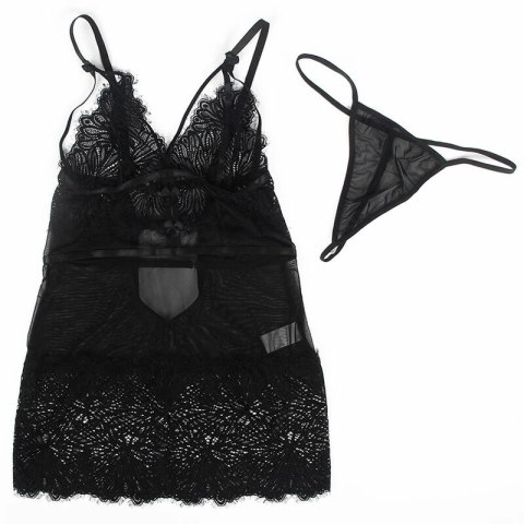 Subblime Babydoll L/XL Czarny - Koronkowy Model z Regulowanymi Ramiączkami