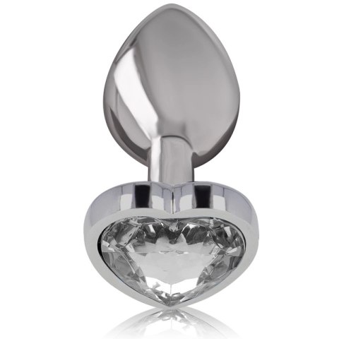 Intense Aluminium Plug S z Białym Kryształem - Rozmiar S, 7 cm