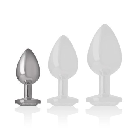 Intense Aluminium Plug S z Białym Kryształem - Rozmiar S, 7 cm