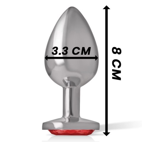 Intense Metalowy Korek z Czerwonym Kryształem Rozmiar M 8cm 3,3cm