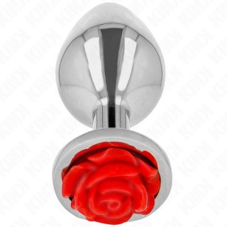 KINK Zatyczka Metalowa z Dekorem Czerwona Roża Rozmiar M 7 cm