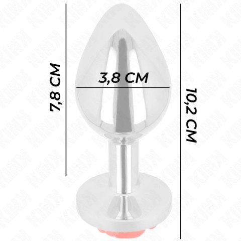 Kink Plug Metalowy z Ozdobą Czerwona Roża Rozmiar L 10,2 cm