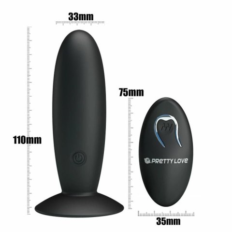 Pretty Love Plug Wibrujący z Pilotem, 12 Trybow, Czarny, USB, Silikon