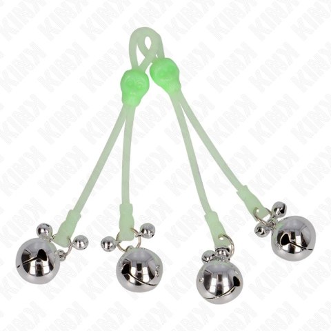 KINK Luminous Skull Zaciski Regulowane Zielone/Srebrne - Anatomiczny Design