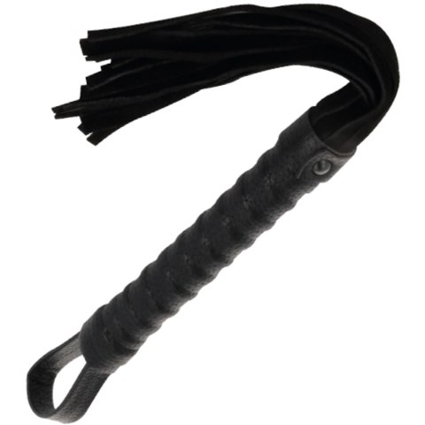 Darkness Czarny Bicz Bondage z Skorzaną Rączką - Model Premium