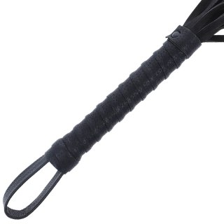 Darkness Czarny Bicz Bondage z Skorzaną Rączką - Model Premium