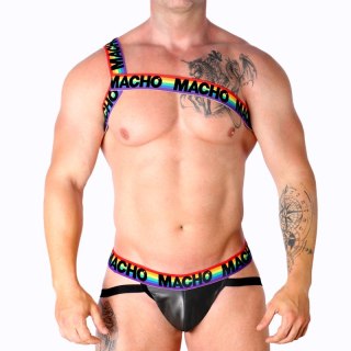 MACHO Szelki Rzymskie Pride S/M - Elastyczny Design, Wielokolorowe