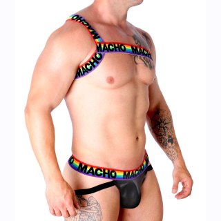 MACHO Szelki Rzymskie Pride S/M - Elastyczny Design, Wielokolorowe
