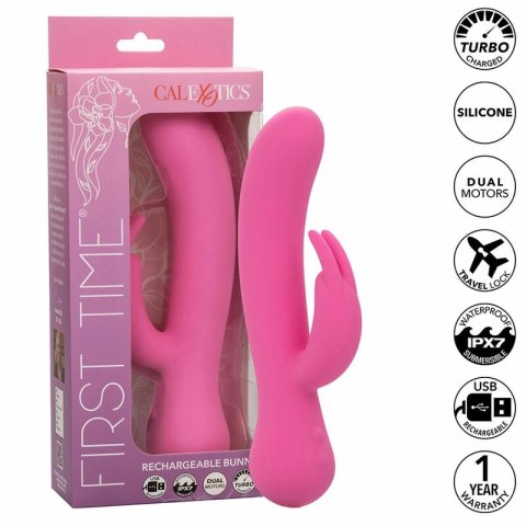 CalExotics First Time Bunny model rożowy z ładowaniem USB, silikon
