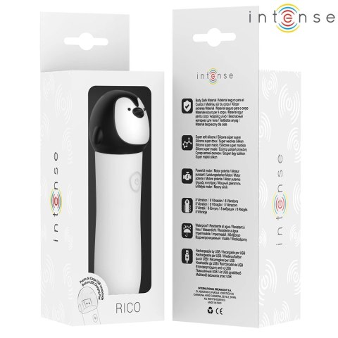 INTENSE RICO - Kompaktowy Wibrujący Model Pingwin USB, 8 Trybow, Biały