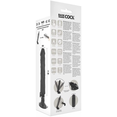 BASECOCK Wibrator Czarny 21 cm Pilot Przewodowy Elastyczny TPE