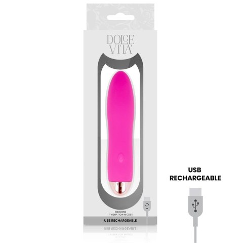 Dolce Vita Cztery Rożowe - Wibrator USB, silikonowy, 7 trybow, 13 cm