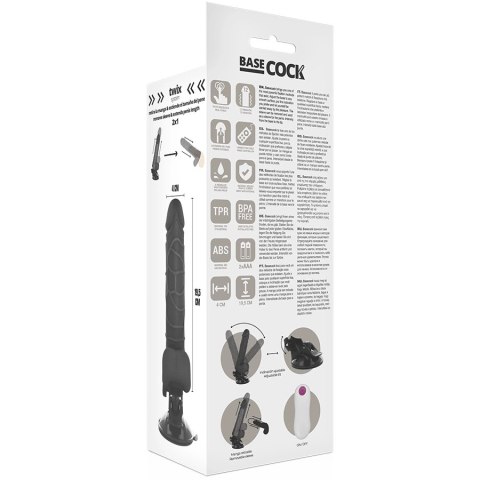 BASECOCK Wibrator Czarny 19,5 cm Pilot Przewodowy Przyssawka TPE