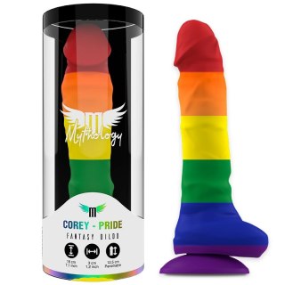 MYTHOLOGY Corey Pride M - silikonowa maszyna intymna, kolor PRIDE, 18 cm