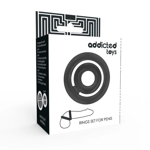 Addicted Toys Potenz C-Ring czarny - podwojny pierścień silikonowy
