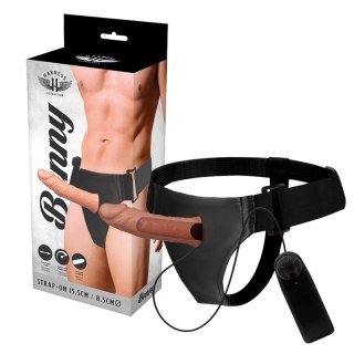 Harness Attraction Benny Hollow System z Wibratorem 15 cm beżowy
