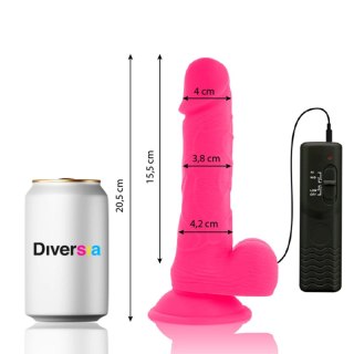 Diversia Elastyczny Model Wibrujący Rożowy 20,5 cm z Przyssawką