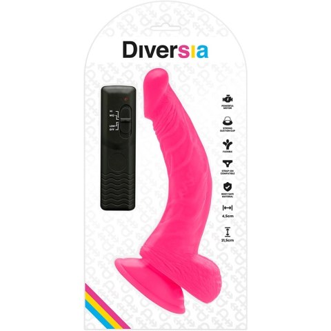 Diversia Wibrujący Model Elastyczny Rożowy 21,5 cm - Przyssawka, Pilot
