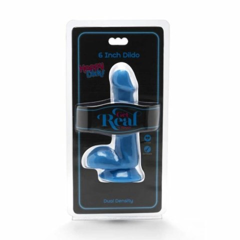 GET REAL Happy Dicks 12 cm model z kulkami, niebieski, przyssawka