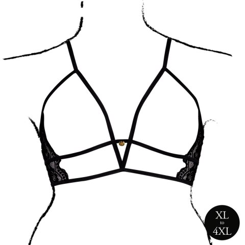 Obsessive Open Cup Triangle Bra Plus Size czarny koronkowy XL-4XL