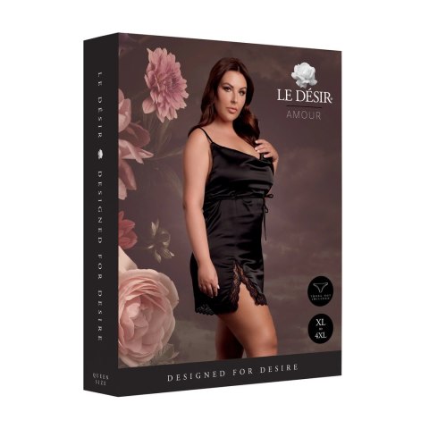 Obsessive Plus Size Czarna Sukienka Open Back z Koronką i Rozcięciem XL-4XL