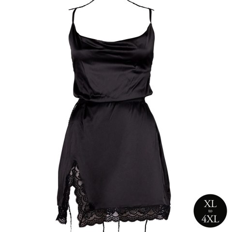 Obsessive Plus Size Czarna Sukienka Open Back z Koronką i Rozcięciem XL-4XL