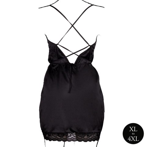 Obsessive Plus Size Czarna Sukienka Open Back z Koronką i Rozcięciem XL-4XL