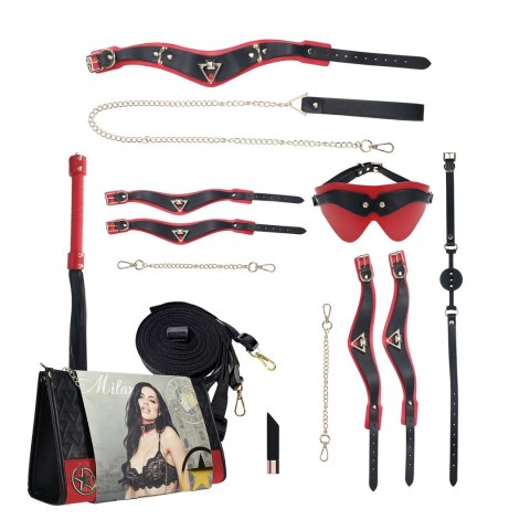 Ouch! Milan Collection Zestaw Akcesoriow z Torbą Black/Red